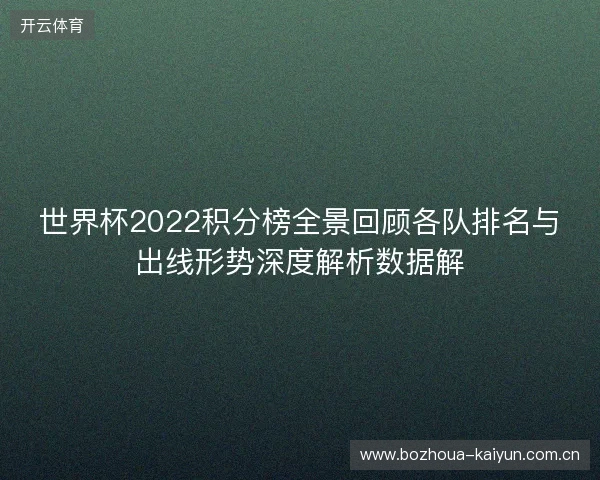 世界杯2022积分榜全景回顾各队排名与出线形势深度解析数据解