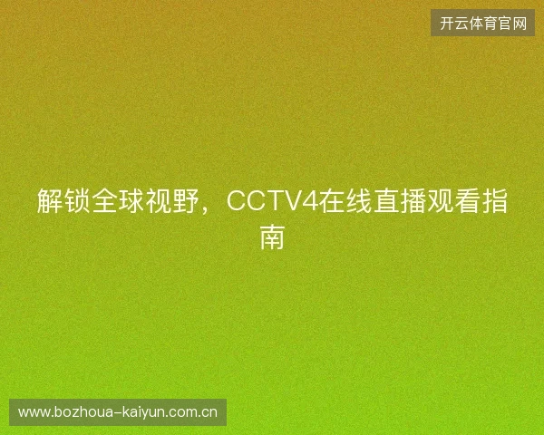 解锁全球视野，CCTV4在线直播观看指南